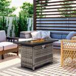 43-Inch Fire Table 50000 BTU Gas Firepit with Volcanic Stone Black - Image 12