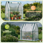 Mini Greenhouse with PE Cover, Indoor Outdoor Plant Gardening Green House for Garden Backyard, 36*18*33in, White - Image 5