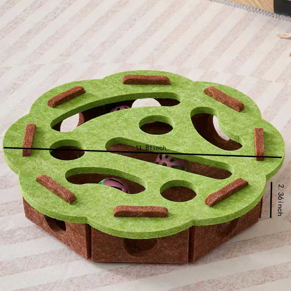 Eco-Friendly Cat Scratcher Toy with Interactive Balls KittenLounge Furniture Protector Multipurpose Cats Play Board forPlaying Clawing Square Design Green & Yellow Felt SisalMaterial Compact Size 30cm