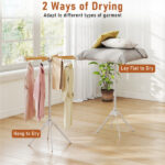 Foldable Bamboo Clothes Drying Rack with 40 Hanger Slots, Space Saving Laundry Drying Stand for Indoor Use - Image 9