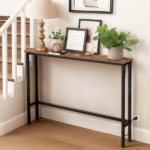 Same Code 75403889 39.4" Narrow Console Sofa Table with Power Outlets and USB Ports, Skinny Couch Table with Metal Frame and Charge Station with 4.9ft Extension Cord, Rustic Brown - Image 13
