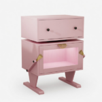 20.7" Wide Pink Robot LED Nightstand with 360° Rotating Drawer - Modern End Table - Image 3