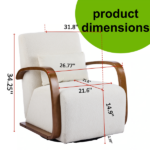 Cream Upholstered 360° Swivel Accent Chair – Solid Wood Curved Arms, Mid-Century Modern Design, Ergonomic Comfort for Living Room, Bedroom Reading Nook Small Single Sofa for Bedroom, Office, Apartment - Image 2
