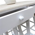 Foldable With Wooden Handle Semicircle Dining Cart With Round Stools White - Image 3