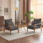Cloud Shaped Indoor Leisure Chair with Solid Wood Armrest & Solid Wood Frame, Chenille Fabric Accent Chair with Lumbar Pillow, Single Sofa Chair Dark Grey - Image 24