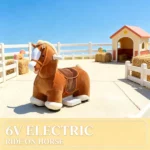 6V Battery Powered Kids Ride On Pony – Electric Ride On Horse, with Bear Toy, Music, for 1.5-5 Years Old - Image 5