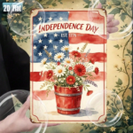 CIFbuy Independence Day 1776 Floral Metal Tin Sign, Inch Patriotic Iron Wall Art, Flag Decor With Pre-Drilled Holes Fo ikTok, ikTok, Self-Inckup Logiop FoArt - Image 5
