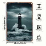 CIFbuy 1pc Vintage Nautical Lighthouse Metal Sign, Foil Carved Wall Art, Decor For Home Kitchen Cafe Bar ikTok, ikTok, Self- Ackup LogiopBarl Art - Image 3