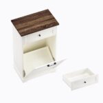 10 Gallon Tilt Out Trash Cabinet Freestanding Trash Bin Cabinet Wood Garbage Recycling Cabinet with Hideaway Drawer Pet Proof Trash Can Holder for Kitchen Living Room, Antique White (not include can) - Image 7