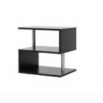 20" Modern S-Shaped End Table with Storage Shelf & Steel Poles – Sleek Black Accent Side Table for Living Room - Image 2