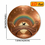 CIFbuy 2D Flat Round Aluminum Sign 7.87x7.87 Inch, "" Black Cat on Arch Bridge with Rainbow Night Sky Stars, on Arch Bridge with Rainbow Night Sky Stars, TikTok, TikTok, tememu Self-pickup Logiarics - Image 7