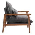 Cloud Shaped Indoor Leisure Chair with Solid Wood Armrest & Solid Wood Frame, Chenille Fabric Accent Chair with Lumbar Pillow, Single Sofa Chair Dark Grey - Image 9