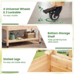 47" Raised Garden Bed with Trellis & Rolling Wheels, Mobile Fir Wood Planter Box for Climbing Plants - Image 5