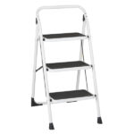Home Use 3-Step Short Handrail Iron Ladder Black & White - Image 11