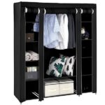 69" Portable Clothes Closet Wardrobe Storage Organizer with Non-Woven Fabric Quick and Easy to Assemble Extra Strong and Durable Black - Image 3