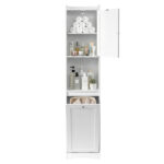 White melamine-faced particleboard, vertical grain, 40*40*180cm, 1 door + bottom flip-down drawer with non-woven storage bag, bathroom tall cabinet - Image 7