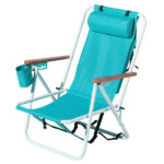 Folding Beach Chair, 4 Position Portable Backpack Foldable Camping Chair with Headrest Cup Holder and Wooden Armrests, Green - Image 11