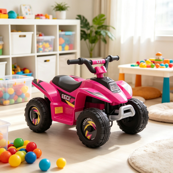 17569a95-f229-486f-b633-3ae8255e7882.png Pink 6V Kids Motorized Quad – 4-Wheeler ATV Ride On Car with Forward/Reverse Switch for 18-36 Months Old - Image 1