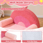 Pink Kids Sofa, Soft Teddy Fleece Foam Couch with Carry Handle & Removable Machine-Washable Cover - Image 11