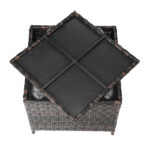 Outdoor PE Wicker Side Table with Storage, Patio Rattan End Table Square Container for Furniture Covers, Toys and Gardening Tools, Brown - Image 14