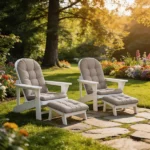 Outdoor Adirondack Chair Cushions – 44x19x4 inch Waterproof Rocking Chair Cushion with 17x19 Ottoman Cushion, Fade & Stain Resistant, Non-Slip Ties for Patio, Garden, Backyard - Image 7