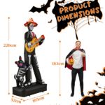 7.3ft Ghostly Musician with Dog, 6 LEDs, Black, White, Orange, Halloween Inflatable Decoration, 1500mA, 12V, US Standard - Image 4
