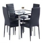 4pcs Elegant Assembled Stripping Texture High Backrest Dining Chairs Black Replace encoding 13028198-18410366 - Image 112