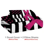 American Flag Red Ribbon King Duvet Cover Set Microfiber 3pcs with 2 Pillowcases - Image 4