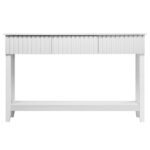Modern Console Table with 3 Drawers and Open Storage Shelf, Entryway Table Narrow Long Sofa Table Hallway Foyer Table Behind Couch Table, White