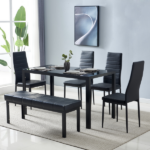 4pcs Elegant Assembled Stripping Texture High Backrest Dining Chairs Black Replace encoding 13028198-18410366 - Image 117