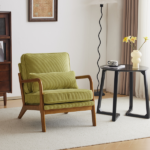 Low Arm Accent Chair - Olive Green Corduroy Upholstered Indoor Lounge Chair, Compact Single Seater with Sturdy Frame (330LBS Weight Capacity) - Image 22