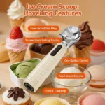 Electric Heated Ice Cream Scoop, Fast Heating, Rechargeable with LED Monitor, Waterproof Stainless Steel Metal Ice Cream Scoop with USB-C Charging - Image 8