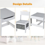2-in-1 Kids Activity Table and Chairs Set, Double-Sided Whiteboard & Blackboard, with Hidden Storage, Certified Non-Toxic MDF, Perfect Gift for 3-7 Years Old (White) - Image 4