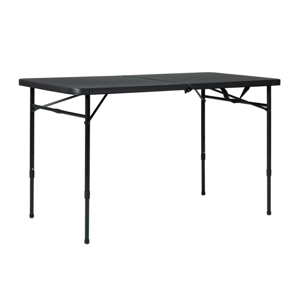 4 Foot Fold-in-Half Adjustable Folding Table, Rich Black(Shipment from Walmart)