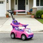Pink 3 in 1 Kids Push & Sliding Car: with Removable Handle, Music, Horn, Canopy & Safety Guardrail for Toddlers - Image 4