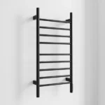 Black Heated Towel Rack for Bathroom,Wall Mounted with Intelligent Touch Screen Timer, 9-Bar Towel Warmer, 304 Stainless Steel Polished, Plug-in/Hard-Wired[Unable ship on weekends, TK/TEMU only for pickup, only TX10643 warehouse supports GOFO] - Image 5