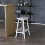 Same Code 38873429 2pcs Pine Wood Saddle Seat Bar Stool White - Image 21