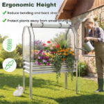 3-in-1 Metal Raised Garden Bed with Mini Greenhouse Cover, Elevated Planter Box - Silver - Image 9