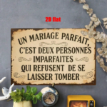 CIFbuy French Perfect Marriage Quote 2D Flat Metal Wall Art, Rustic Iron Decor Sign 7.8x11.8 Inch, Waterproof Vintage Home Decor TikTok, TikTok, r Self-pickup Logiopics - Image 7