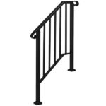 [Same Code 55022277 82359152]Artisasset Matte Black Outdoor 2-Step Iron Handrail - Image 13