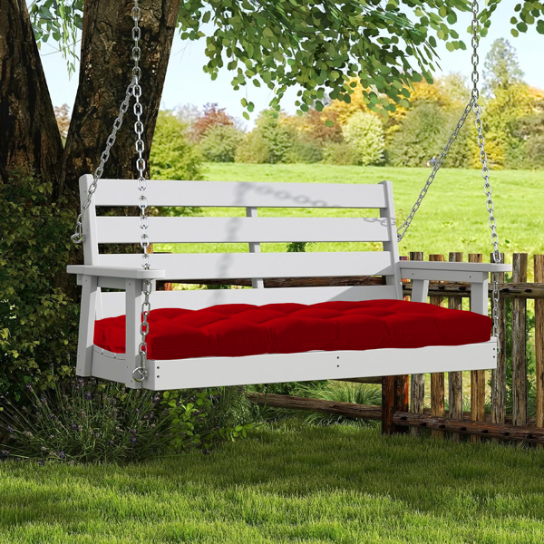 Outdoor Bench Cushion, 60 × 20 × 4 Inch, Tufted Waterproof Swing Cushion with Ties, for Patio Bench or Window Seat
