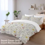 Colorful Mushroom Duvet Cover Full - Soft Mushroom Bedding Set with Wild Plants and Flower 3 Piece Aesthetic Mushroom Bed Set for Woman Adult (Full, Cream) - Image 2