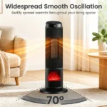 Black 1500W PTC Portable Fireplace Space Heater, Quiet 35dB Electric Heater with Tip-Over Overheat Protection Child Lock for Bedroom Living Room - Image 9