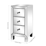 3-Drawer Mirrored Bedside Table MDF Cabinet with Mirrored Drawers Silver - Image 10