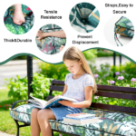 Outdoor Bench Cushion, 63 × 20 × 4 Inch, Tufted Waterproof Swing Cushion with Ties, for Patio Bench or Window Seat - Image 5