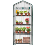 4 Tier Mini Greenhouse with PVC Cover & Roll-Up Zipper Door, Portable Waterproof Greenhouse for Garden Backyard, 27" x 19" x 62", Transparent - Image 2