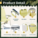 63*70*99cm Heightened Oxford Cloth Silver White Aluminum Tube Bearing 100kg Beach Chair Yellow - Image 16