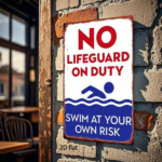 CIFbuy 1PC 8x12 Inch No Lifeguard On Duty Pool Warning Sign, Swim At Your Own Risk Metal Plaque, Distressed Finish Waterproof Rustproof TikTok, TikTok, roof Self-pickup Logiopics - Image 5