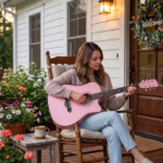 Matte Pink 38-inch Acoustic Guitar with Picks, Strings, Capo, Case, Tuner, and Strap - Image 11