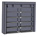 7 Tiers Portable Shoe Rack Closet Fabric Cover Shoe Storage Organizer Cabinet Gray - Image 13